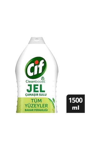 Cif Jel Yüzey Temizleyici Cleanboost Tüm Yüzeyler İçin Leke Çıkarıcı Çamaşır Sulu Bahar Ferahlığı 1500 Ml