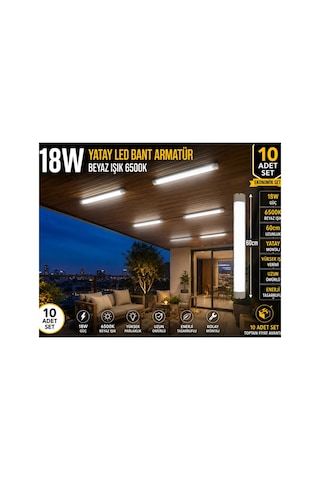10 Adet Set- Led Bant Armatür 60 Cm Beyaz Işık Yüksek Lümenli Sıva Üstü Mutfak Atölye Aydınlatma,tavan Lambası ,led Lamba,otopark Lambası Diğer
