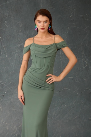 Carmen Kadın Askılı Uzun Şifon Abiye Elbise 58464 Çağla Çağla