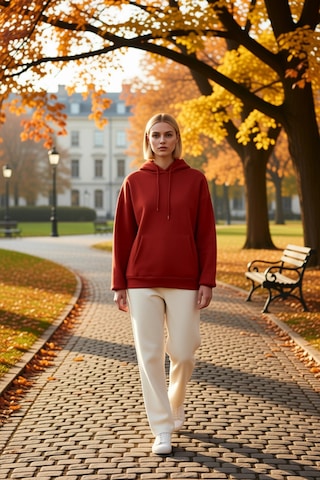 Benerly Kadın Kapüşonlu Düşük Kol Oversize Sweatshirt Fonksiyonel Dayanık Kiremit