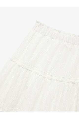 Koton Beli Lastikli Katlı Midi Dantelli Etek Ekru 5skg70101ak Ekru