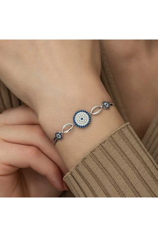 Blackcraft 925 Ayar Gümüş Nazar Boncuklu Bileklik