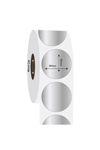 Aysan Etiket Boş Yapışkanlı Gümüş Metalize Barkod Etiketi 40mm Çap 1