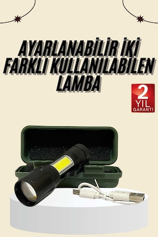 Hmngoakkllby Uzun Menzilli Şarjlı El Feneri Uzun Ömürlü Led Işık Lamba Akllhmng