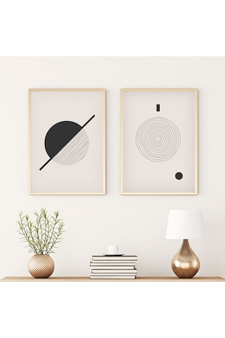 Huhuli Ahşap Çerçeveli Modern Tablo Seti Huhu85