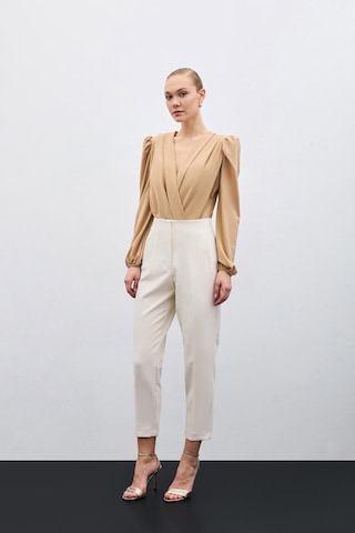 Sateen Yüksek Bel Pensli Pantolon - Bej-135708 Bej