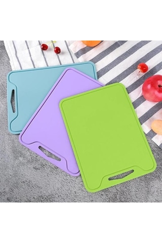 Açık Yeşil Esnek Silikon Kaymaz Kesme Tahtası Plaka Doğrama Sebze Et Bloğu