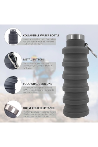 2025 Katlanabilir Su Bardağı 500ml , 1 Adet Gıda Sınıfı Silikon Su Bardağı, Taşınabilir Spor Su Bardağı, Sızdırmaz Tekrar Kullanılabilir Su Bardağı Siyah Çok Renkli