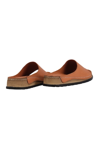 Napa Shoes Hakiki Deri Lazer Kesim Delikli Rahat Taban Kadın Terlik Napa-309 Taba
