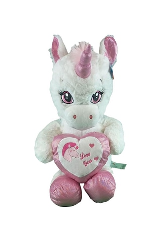 63019 Peluş 60 Cm Kalpli Boynuzlu At Çok Renkli