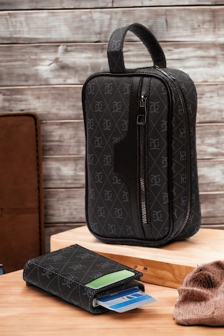Newish Polo Erkek Deri Mekanizmalı Cüzdan Ve Portföy Clutch Traş Kozmetik Bakım Ve Günlük El Çantası 14x24cm New171 - Antrasit