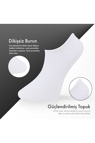 Lion Monroe Saf Bambu Erkek Sneaker Beyaz Çorap Dikişsiz Görünmez Bilekte Spor Çorap Premium 6'lı L5952aznb Softaura
