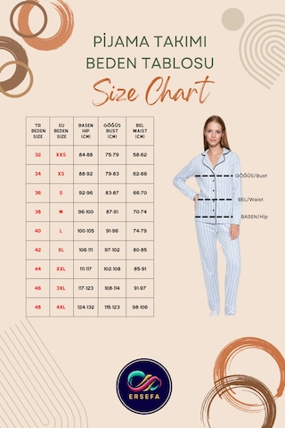 Ersefa Rahat %100 Pamuklu Ekoseli Pijama Takımı Boru Paça Kaşkorse Dokum Beyaz