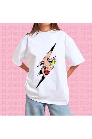 Noıssey Beyaz Yeni Tasarım Baskılı Oversize Unisex Kadın/erkek Bisiklet Yaka Pamuklu