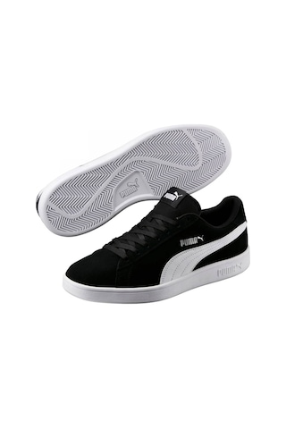 364989-01 Puma Smash V2 Unisex Spor Ayakkabı black-white Beyaz - Siyah