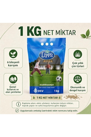 Tr Lippa Lisuna 6 Mix Çim Tohumu, Genel Kullanım Ve Bakımı Zor Alanlar İçin 6 Bileşenli Karışım, 1 Kg 0,250