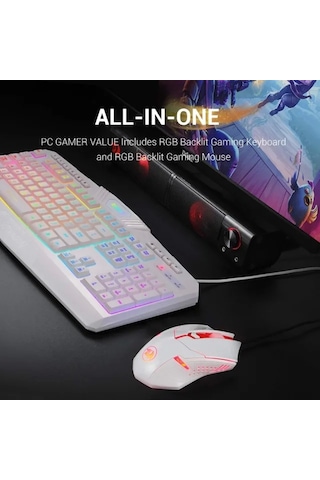 Redragon S101 Kablolu Oyun Klavyesi Ve Faresi White