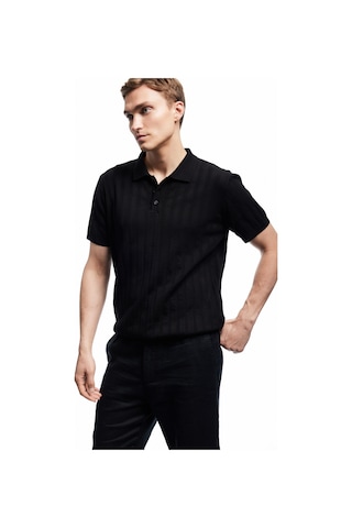 Koton Viskon Polo Yaka Kısa Kollu Triko Kazak Siyah 5sam70008ht Siyah