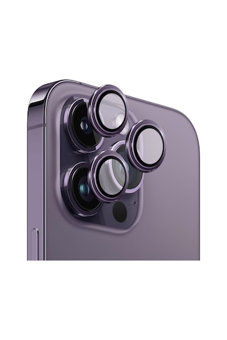 Safeus Safir Temperli Kamera Lens Koruyucu Apple Uyumlu iPhone 14 Pro Max Ve İle Derin Mor