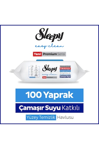 Sleepy Easy Clean Premium Çamaşır Suyu Katkılı Yüzey Temizlik Havlusu Mendili 100 Yaprak