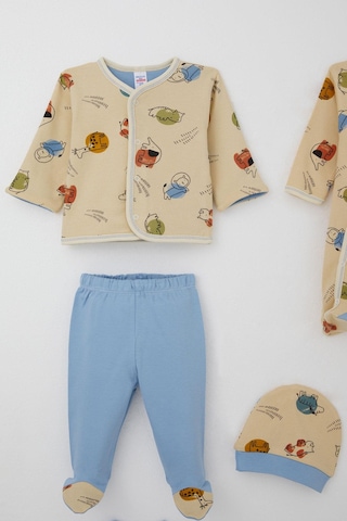 Breeze Erkek Bebek Hastane Çıkışı 8 Li Sevimli Hayvancıklar Desenli 0-3 Ay, Bej Bej