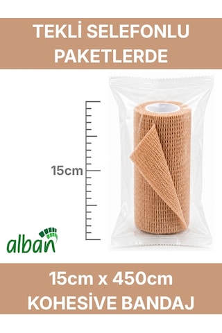 Set Kendinden Yapışkanlı Elastik Bandaj, Kohesiv Bandaj 15cm X 4.5m Spor, Bilek, Ayak Bileği, Veteriner Bandajı Siyah
