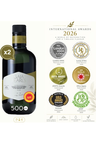 Gaia Pearls İkili Set Yeşil Seri 500 Ml X2 Avrupa Birliği Coğrafi İşaretli Milas Memecik Erken Hasat Soğuk Sıkım Dengeli Meyvemsi