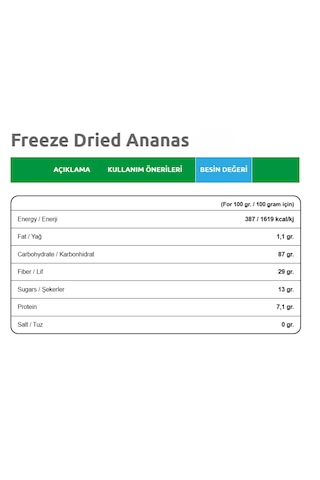 Freezeva Dondurularak Kurutulmuş Ananas 20 Gr Freeze Dried Ananas - Ananas Kuru Meyve Cipsi 20 G