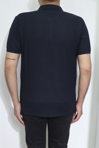 Erkek Santa Düz Spor Kesim Dar Kalıp Polo Yaka T-shirt Lacivert