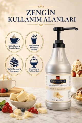 Simonelli Profesyonel Beyaz Çikolatalı Kahve ve Tatlı Sosu 2500 G + Pompa