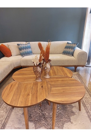 Akset Rüzgar Gülü Orta Sehpa Ve Zigon Full Ceviz