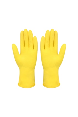 Ranyeek Sünger Lastik Ev İşleri Eldiveni - Yıkama Ve Temizlik İçin İnce L Beden Sarı Tam Parmaklı Eldiven