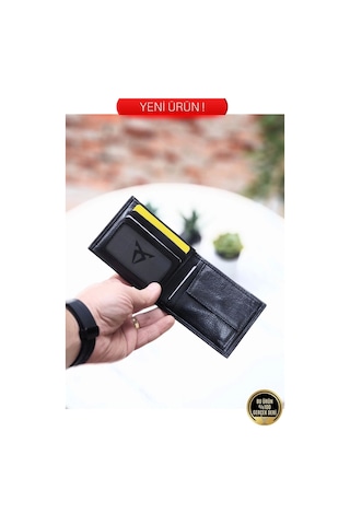 Gerçek Hakiki Deri Kaliteli 1.sınıf Bozuk Para Cepli Yatay Model Cüzdan Kartlık Portföy Siyah