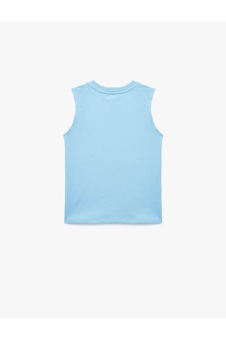 Koton Pamuklu Bsiklet Yaka Baskılı Mavi Erkek Çocuk Kolsuz T-shirt 6skb30020tk