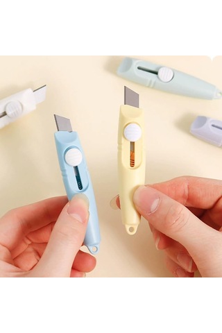 Lexroo 2 Adet Çelik Bıçaklı Mini Tekli Falçata Maket Bıçağı, 2 Farklı Model Portatif Küçük Falçata