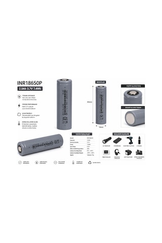 Or-tec 18650 3.7v 2000mah 3c Şarj Edilebilir Pil