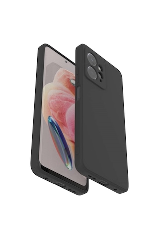 Xiaomi Redmi Note 12 4g Kılıf Yumuşak Premium Silikon 9h Ekran Koruyucu Set Kamera Korumalı Soft Siyah