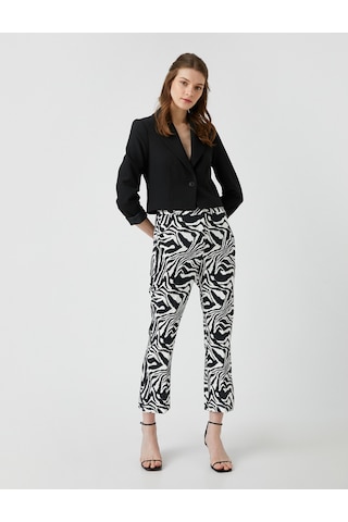Koton Zebra Desenli Pantolon Dar Kesim Ekru Desenli 2sak40334pw
