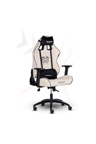 Rio Balerion Terletmez Kadife Kumaş Beyaz Gaming Oyuncu Koltuğu Krem