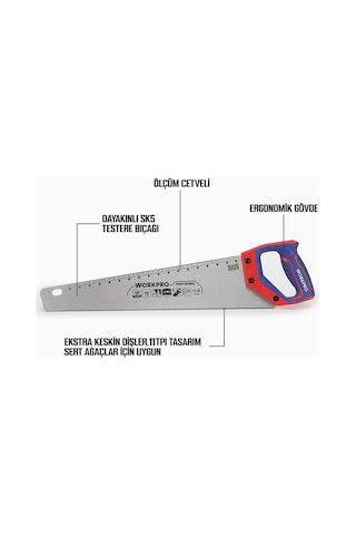 Workpro Wp215010 450mm Sk5 11 Tpı Ağır Hizmet Tipi El Testeresi Fr Wp215010