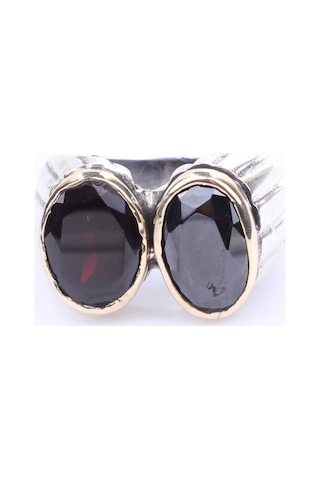 925 Ayar Gümüş Garnet Taşlı Unisex Yüzük - 479358482