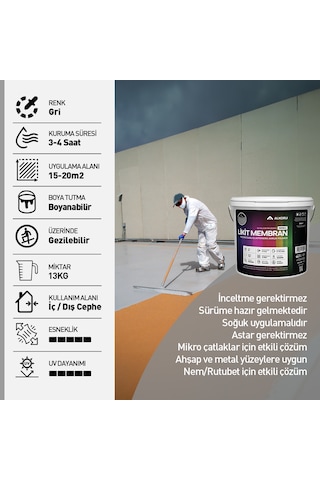 Alkoru 10 Adet 13 Kg Gri Likit Membran Avantaj Paket