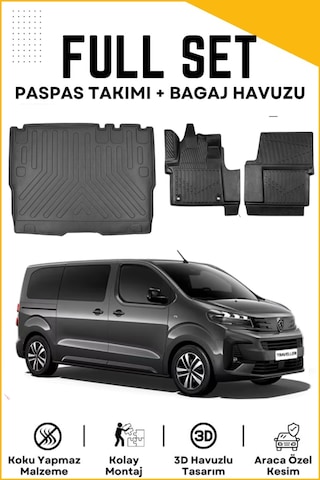 Peugeot Expert Traveller 8+1 2025 Model Birebir Uyumlu Bagaj Havuzu+paspas Seti