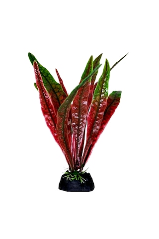 Balıkpet Plastik Yapay Akvaryum Bitkisi Dekoru Geniş Yaprak Kırmızı 18 CM
