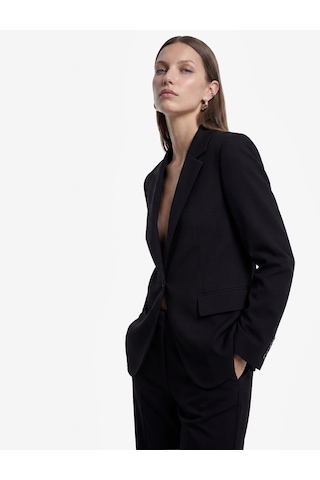 Koton Geniş Yaka Düğmeli Cep Detaylı Blazer Ceket Siyah 7wak50001uw