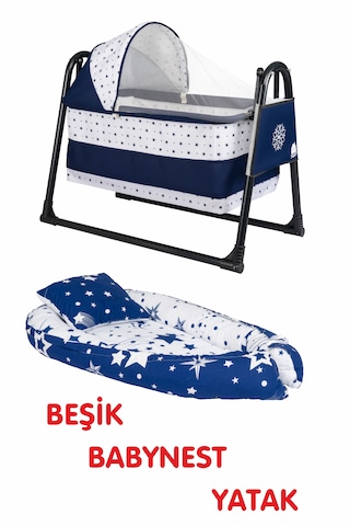 Özbay Btrend Babynest Yatak Ve Yastık+ Sallanır Sepe Lacivert