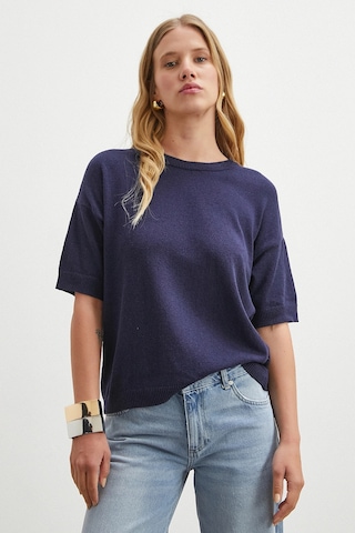 Never More Bisiklet Yaka Triko T-shirt Lacivert