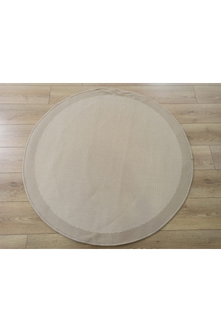 Çam Halı Sisal 9327 Bej / Krem Bordürlü Daire Jüt Sisal Kilim