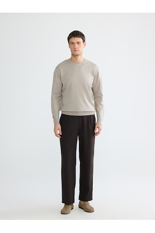 Lcw Vision Bej Bisiklet Yaka Regular Fit Erkek Triko Kazak