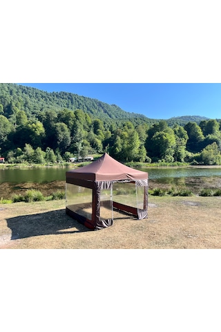 3x3 M 30 Mm Gazebo Tente Kış Bahçesi Kahverengi